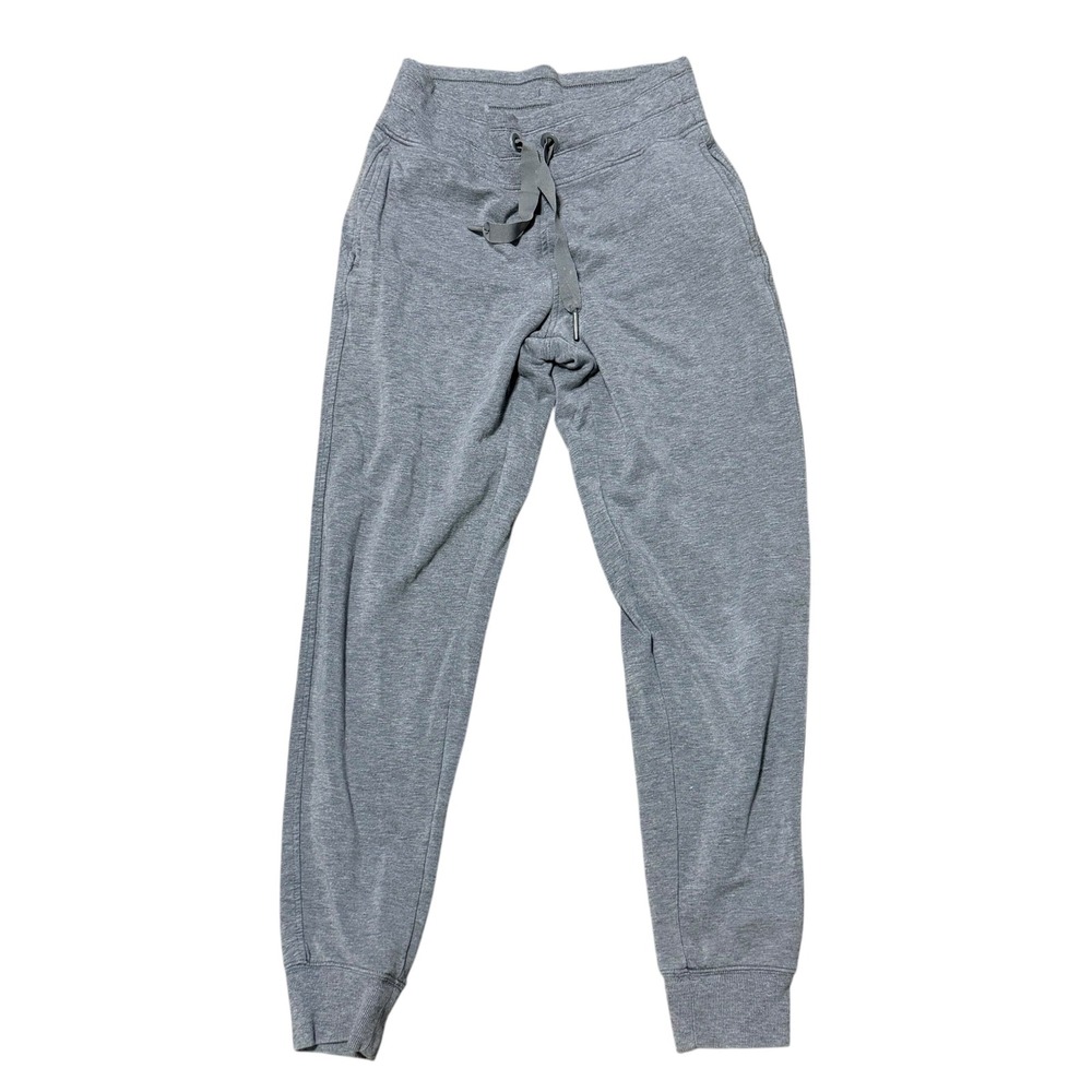 Athleta Womens Gray Heathered Jogger Sweatpants Drawstring Pockets XS TP